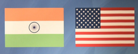 Flags of US and India