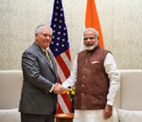 The US Secretary of State, Mr. Rex Tillerson calls on the Prime Minister, Shri Narendra Modi, in New Delhi on October 25, 2017.