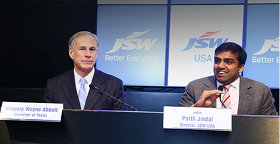 JSW Website Governor Abbot and Parth Jindal