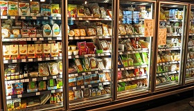Supermarket refrigerated shelves