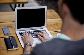 a person blogging