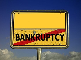 a signboard saying bankruptcy