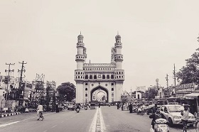 The iconic Charminar, a monument and mosque at Hyderabad