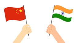 Incia, China flags