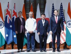 Australian Foreign Minister Penny Wong, Indian Minister of External Affairs Subrahmanyam Jaishankar, Japanese Foreign Minister Toshimitsu Motegi, and US Secretary of State Marco Rubio . Photo from India Ministry of External Affairs