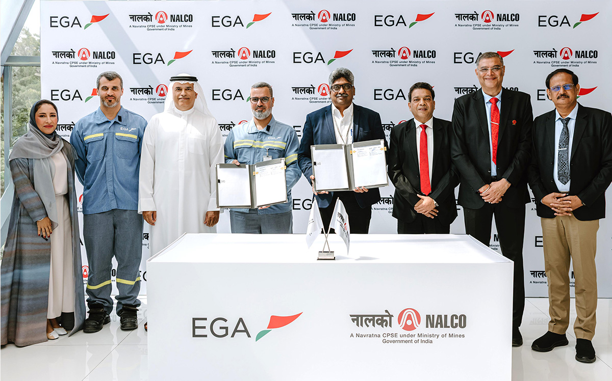 Executives from NALCO and Emirates Global Aluminium (EGA) at the technology partnership agreement signing ceremony in Dubai, September 7, 2026.