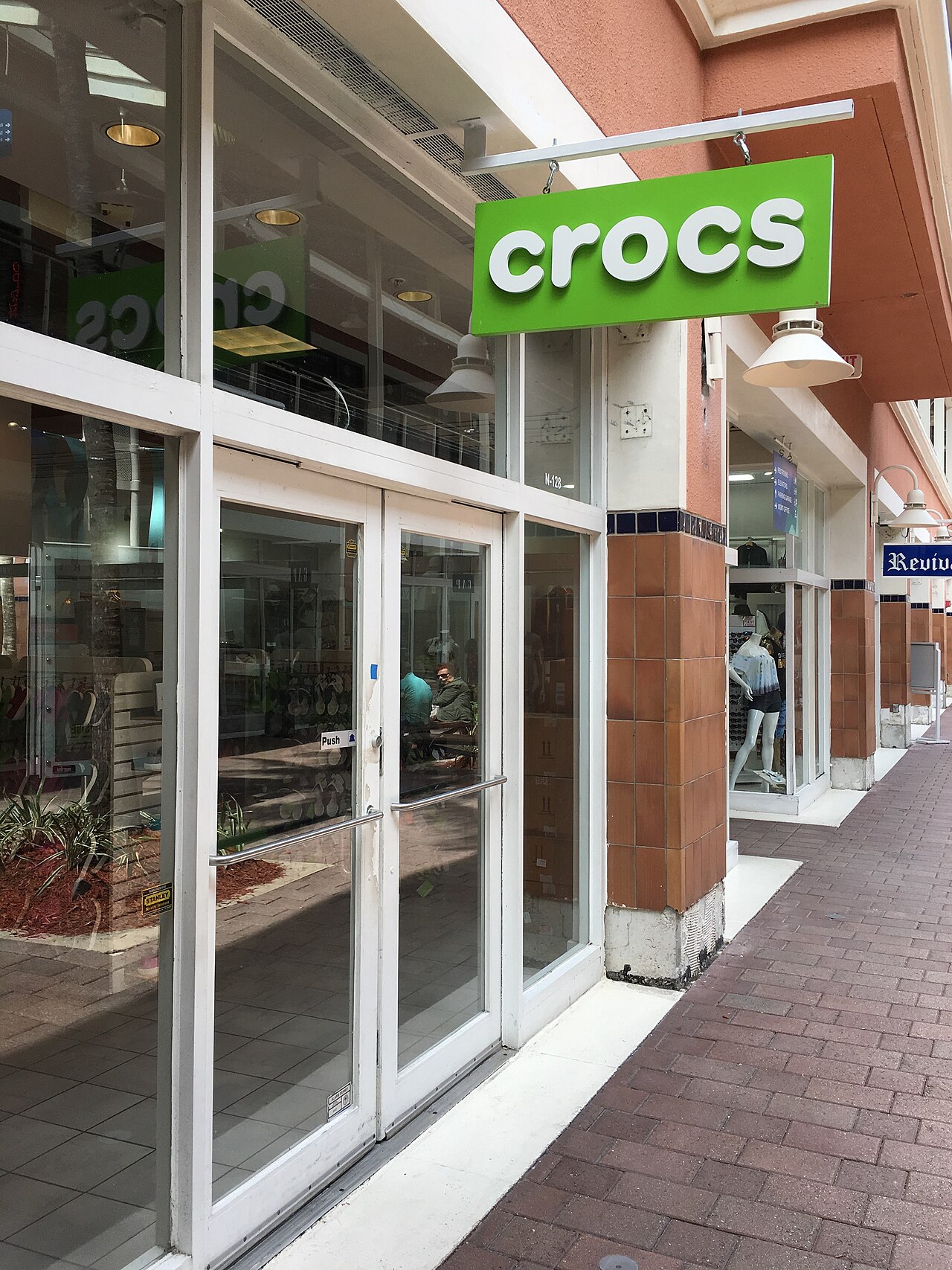 Crocs storefront with shoes displayed in the window, Miami, Florida